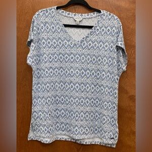 Orvis short sleeve top blue/white/black size Medium